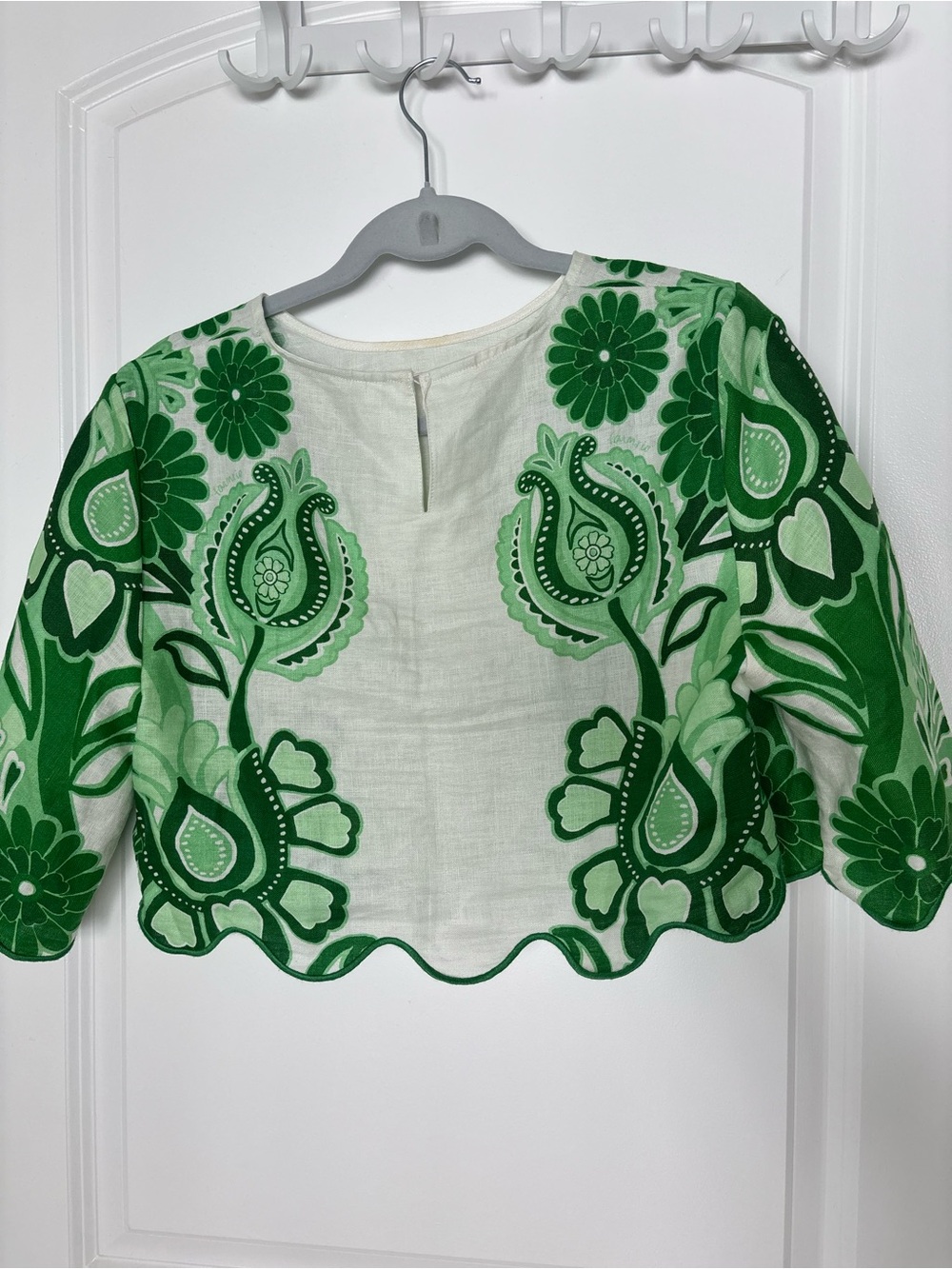 FARM Rio Green Floral Cropped Blouse - Picture 2 of 3